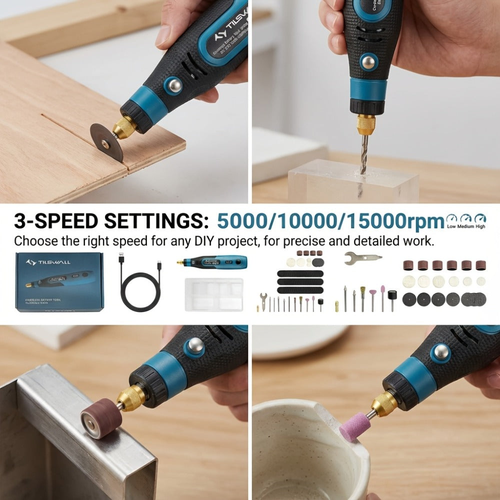 Mini Cordless Electric Polisher Sander 3.7V Rechargeable USB-C ¨C Portable Handheld Polishing Grinding Tool for Wood Craft Engraving DIY Handmade Gifts Art Projects