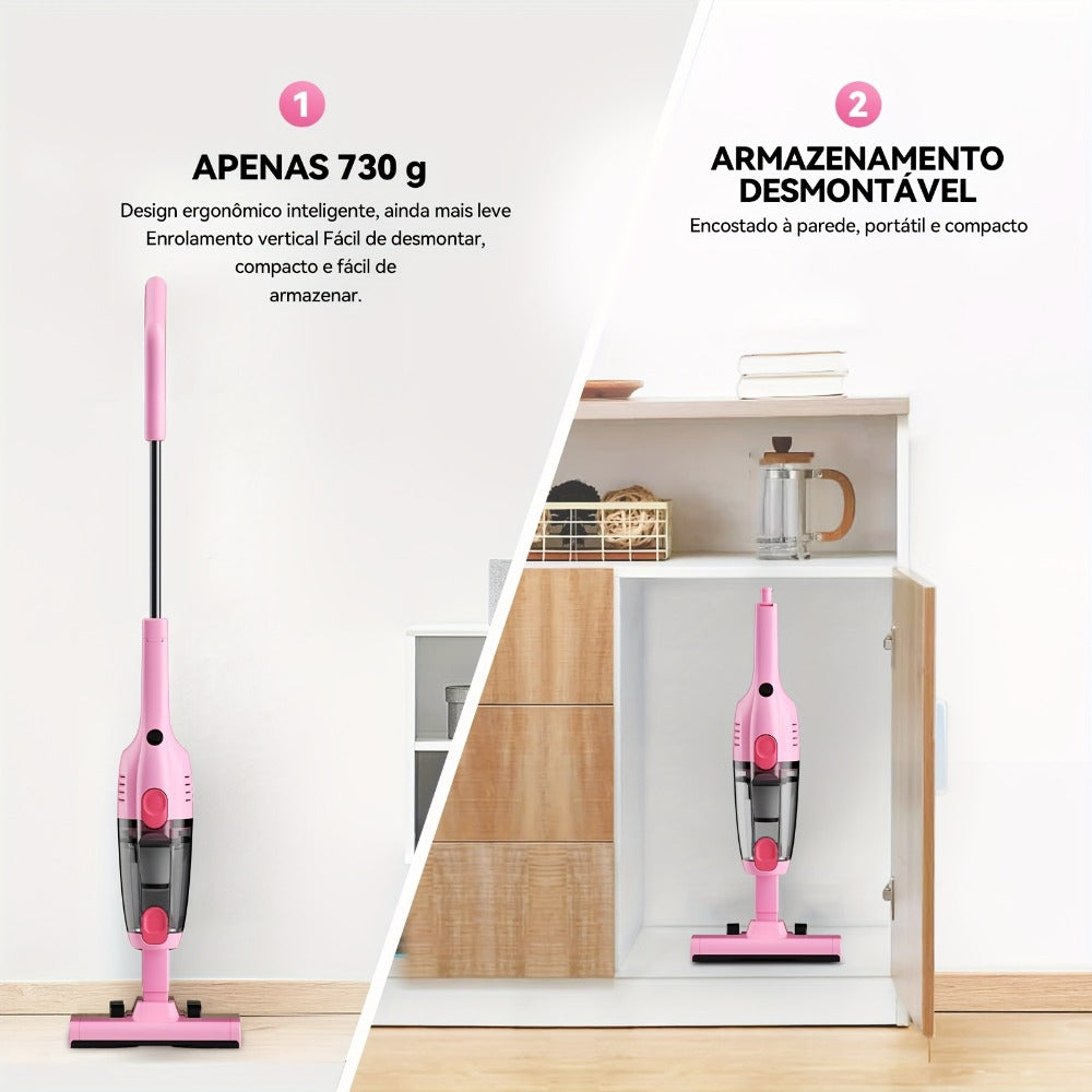 Corded Stick Vacuum Cleaner 20KPa 600W Motor 2-in-1 Bagless Upright Handheld Vacuum 0.8L Dustbin for Hard Floor Pet Hair Carpet Car Stairs Low Noise 65dB