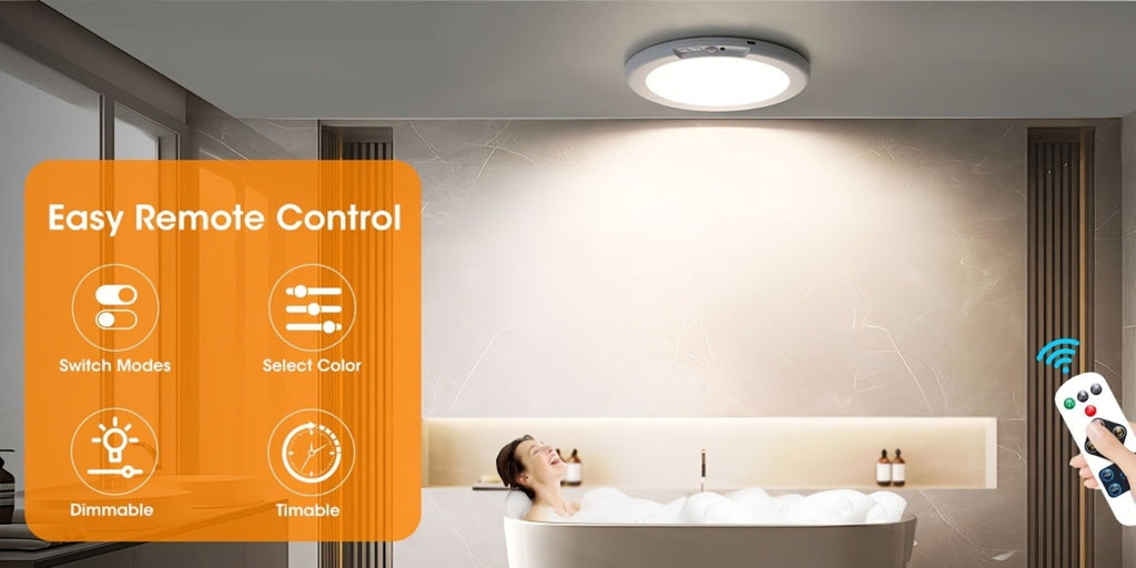 Rechargeable LED Ceiling Light with Motion Sensor ¨C Remote Control Dimmable, 3 Color Temps 3000K/4500K/6500K, 10 Brightness Levels, Battery Operated Closet Light for Bathroom Hallway Pantry Porch