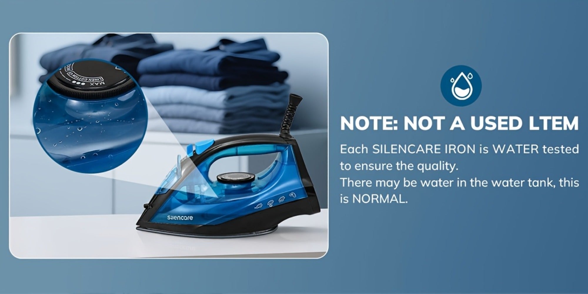 Steam Iron Non-Stick Bottom Plate High Pressure Anti-Calc Safety Protection Adjustable Temperature Steam Settings Dry Wet Clothes Fast Heating Travel Essential Blue