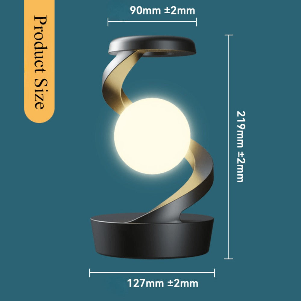 Floating Rotating Night Light with Wireless Charger ¨C Smart Desktop Visual Levitating Lamp with Light Sensor, Hand Wave Control, Atmosphere Mood Light for Bedroom Office Party Decor, Gift (Grey/White)