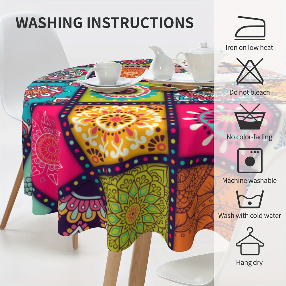 Mandala Bohemian Tablecloth Round & Rectangle Colorful Festival Party Table Cover Home Decor