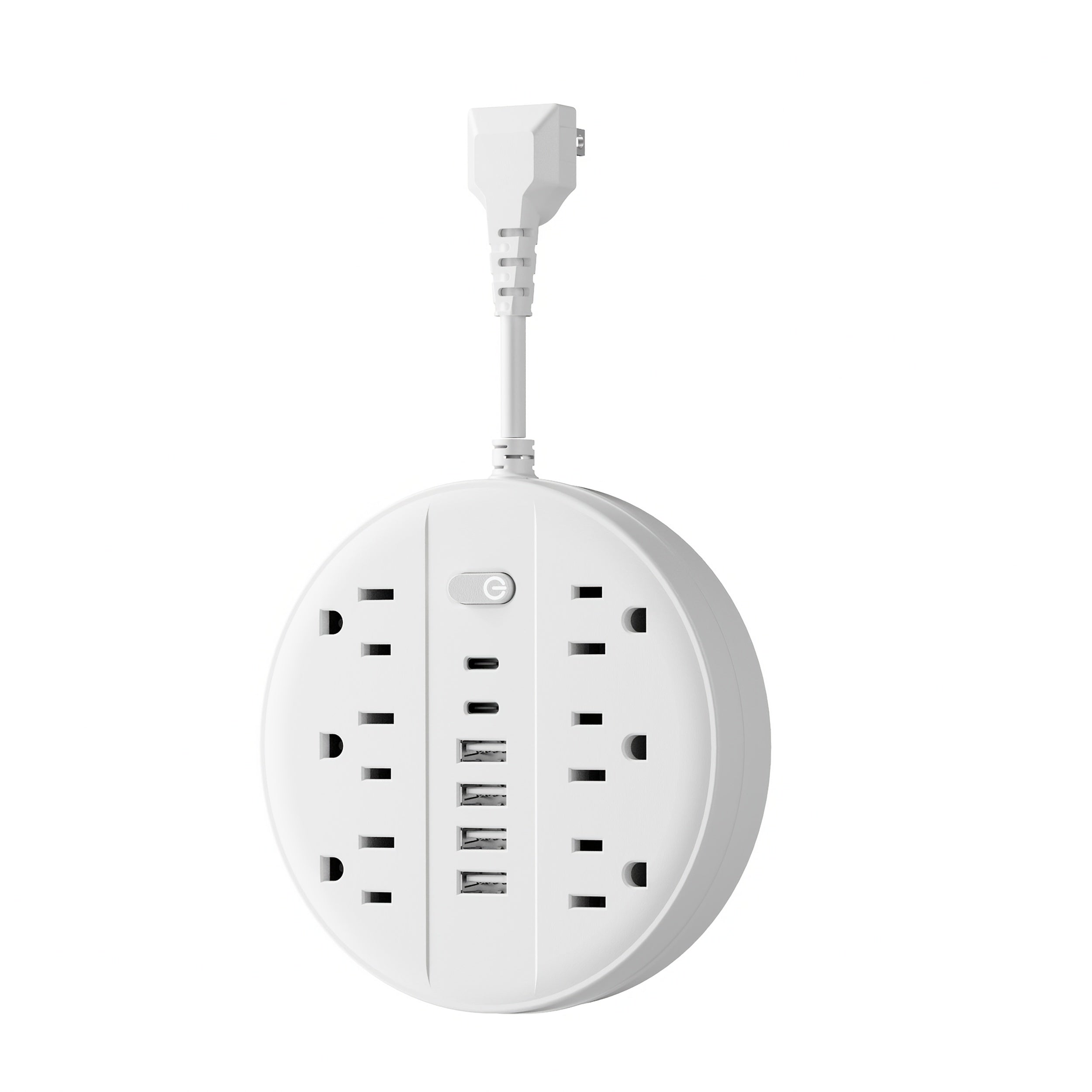 Surge Protector Power Strip 12-in-1 with 6 AC Outlets 4 USB-A 2 USB-C Flat Plug Wall Mount Overload Protection Desk Charging Station for Home Office Travel
