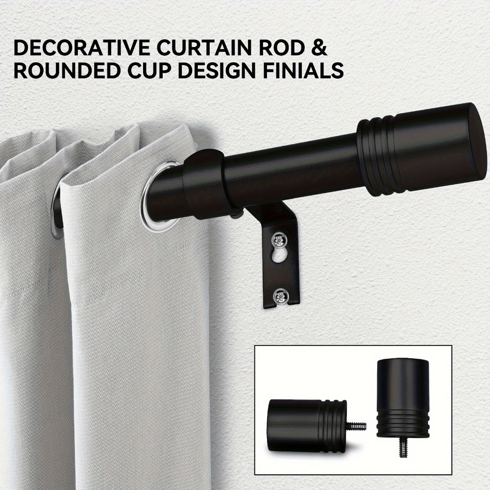 Adjustable Curtain Rods for Windows 1 Inch Diameter ¨C Modern Decorative Drapery Rod with End Finials, 18¡±-45¡± to 36¡±-120¡± | Black, Brushed Nickel & Gold Finish