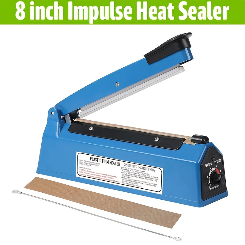 Impulse Heat Sealer 8¡± & 12¡± | Adjustable Temperature Poly Bag Sealing Machine for Plastic, Mylar, PE & PP Bags ¨C Portable Manual Heat Sealer for Home, Restaurant, Retail & Food Storage