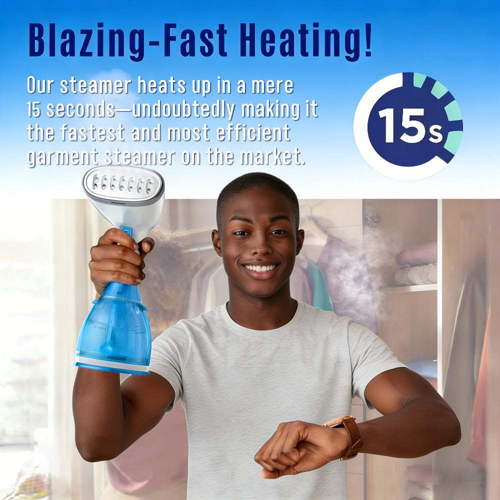 Handheld Garment Steamer 1800W ¨C Fast Heat-Up Clothes Steamer with 3 Steam Settings, 10oz Water Tank & 9.8ft Cord ¨C Portable Travel Wrinkle Remover Safe for All Fabrics (Blue & Green)
