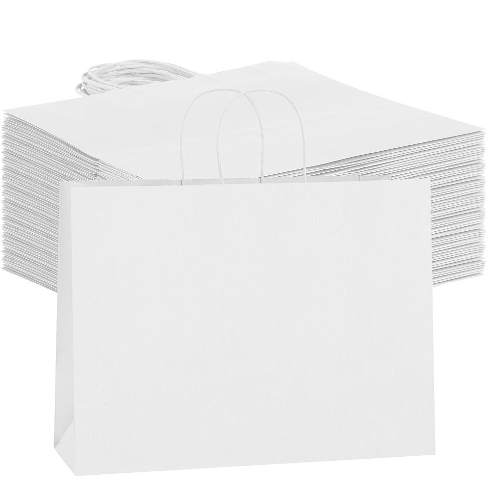 Shopping Bags with Handles 49pcs | 16x6x12 Inch Large Retail Gift Bags Bulk | Clothing Boutique Bags for Birthday, Wedding, Mother's Day, Teacher's Day, Anniversary, Craft Exhibition | White, Brown, Black