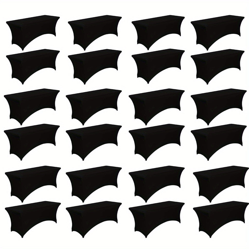 6 Foot Stretch Tablecloth 6/12/24 Pack - Rectangular Spandex Table Cover for Weddings, Trade Shows & Events