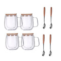 Coffee Cup Set 4 Piece 350ml 11.67oz with Lid and Spoon Durable Easy Clean for Coffee Milk Tea Juice Water Family Office Afternoon Tea Halloween Christmas Party