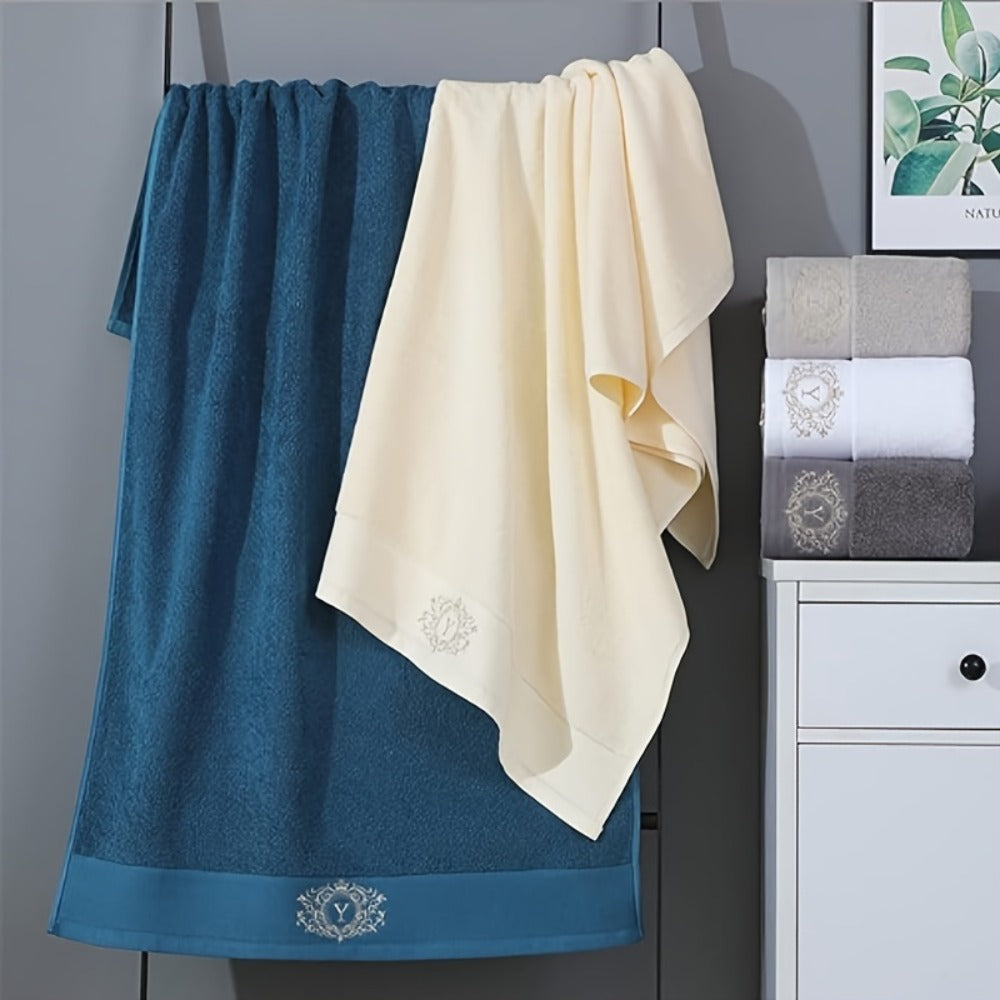 Embroidered Cotton Towel Set 3-Piece ¨C 400g/©O Soft Absorbent Lint-Free Bath Towel Hand Towel Set for Home Spa Salon