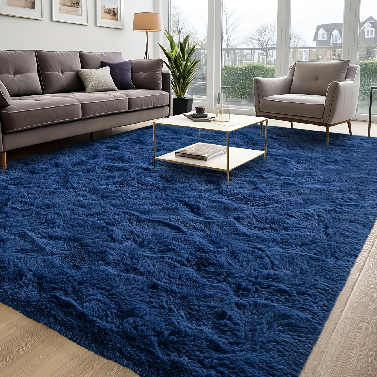 Shaggy Plush Area Rug - Soft Fluffy Carpet for Living Room, Bedroom & Sofa | Non-Slip Machine Washable Tie-Dye & Solid Color Long Pile Rug | Luxury Home Decor Floor Mat in Multiple Sizes & Colors