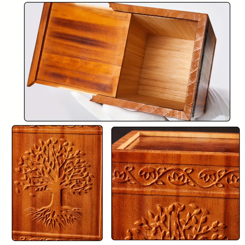 Cremation Urns for Human Ashes Adult ¨C Wood Tree of Life Memorial Urn Box 200 Cu In for Men Women Child Burial Funeral Keepsake Holds Adult Ashes Fits Pets Cat Dog