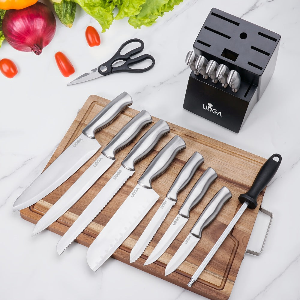 Stainless Steel Kitchen Knife Set Chef Knife Damascus Black Knife Block