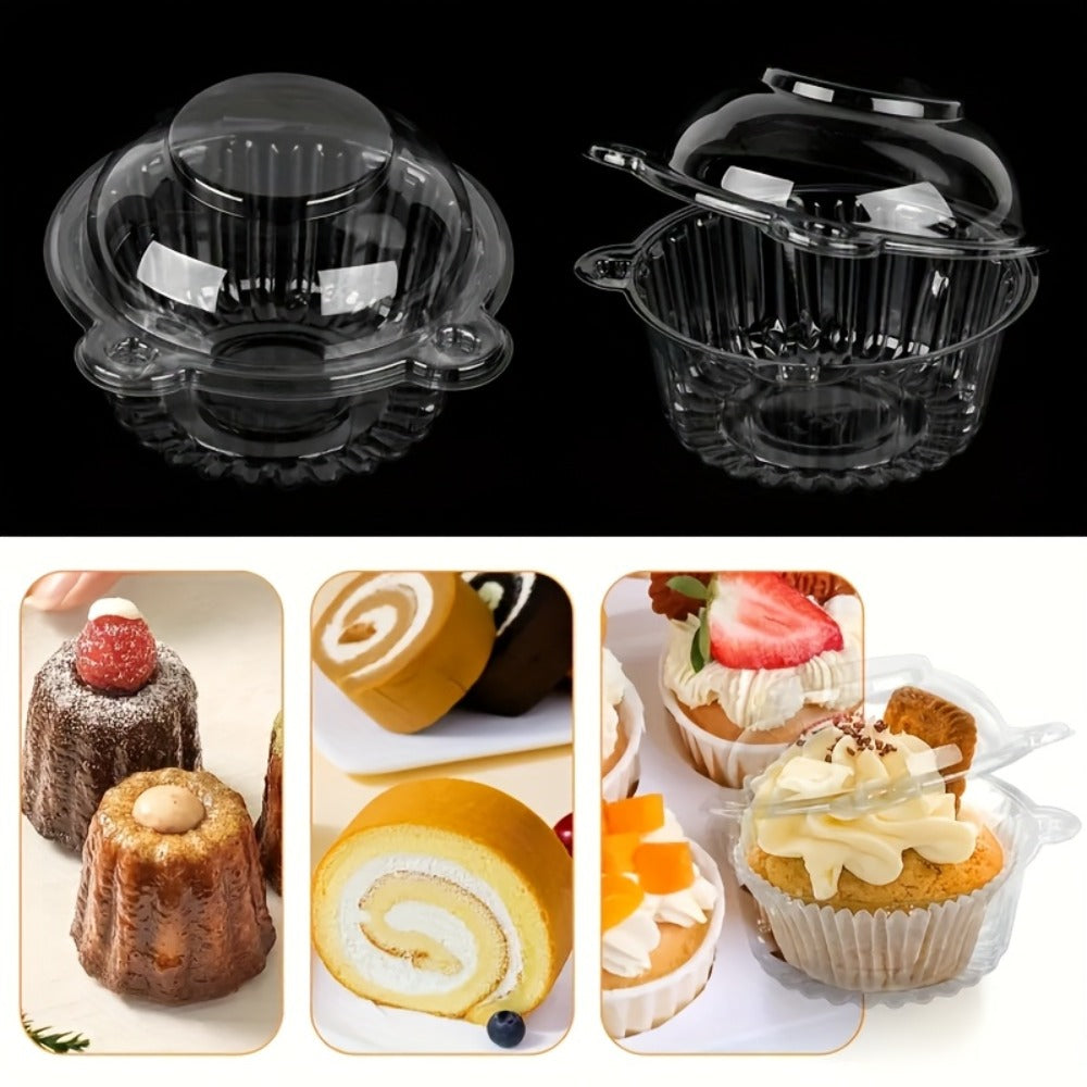 Individual Cupcake Boxes with Dome Lids 80 Pack - Clear Plastic Single Cupcake Containers with Flip Top Closure for Cupcakes Muffins and Pastries, Perfect for Bakery Home Kitchen Party Picnic and Gifting
