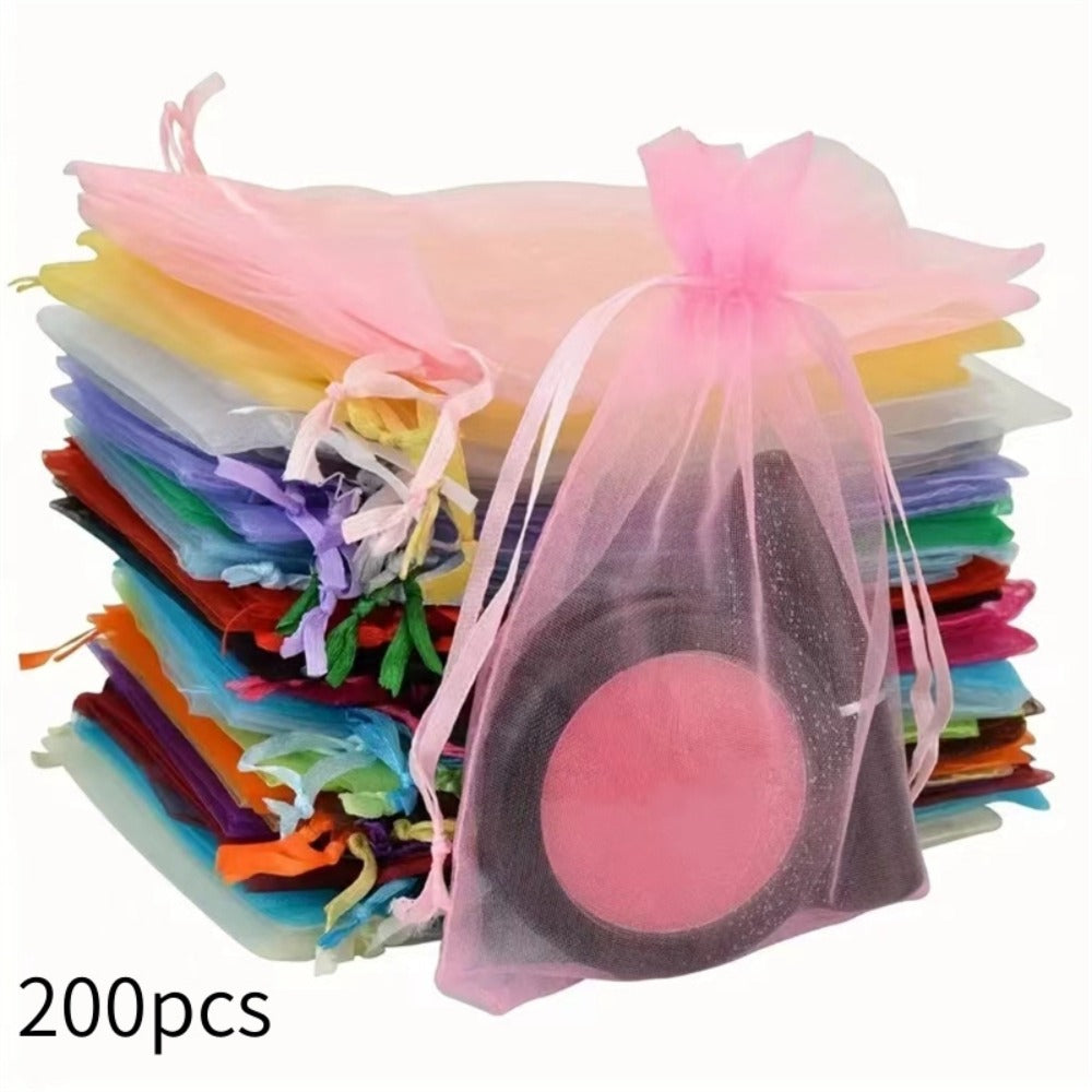 Organza Gift Bags 200pcs Drawstring Mesh Party Favor Bags Jewelry Pouches Wedding Christmas Candy Bags