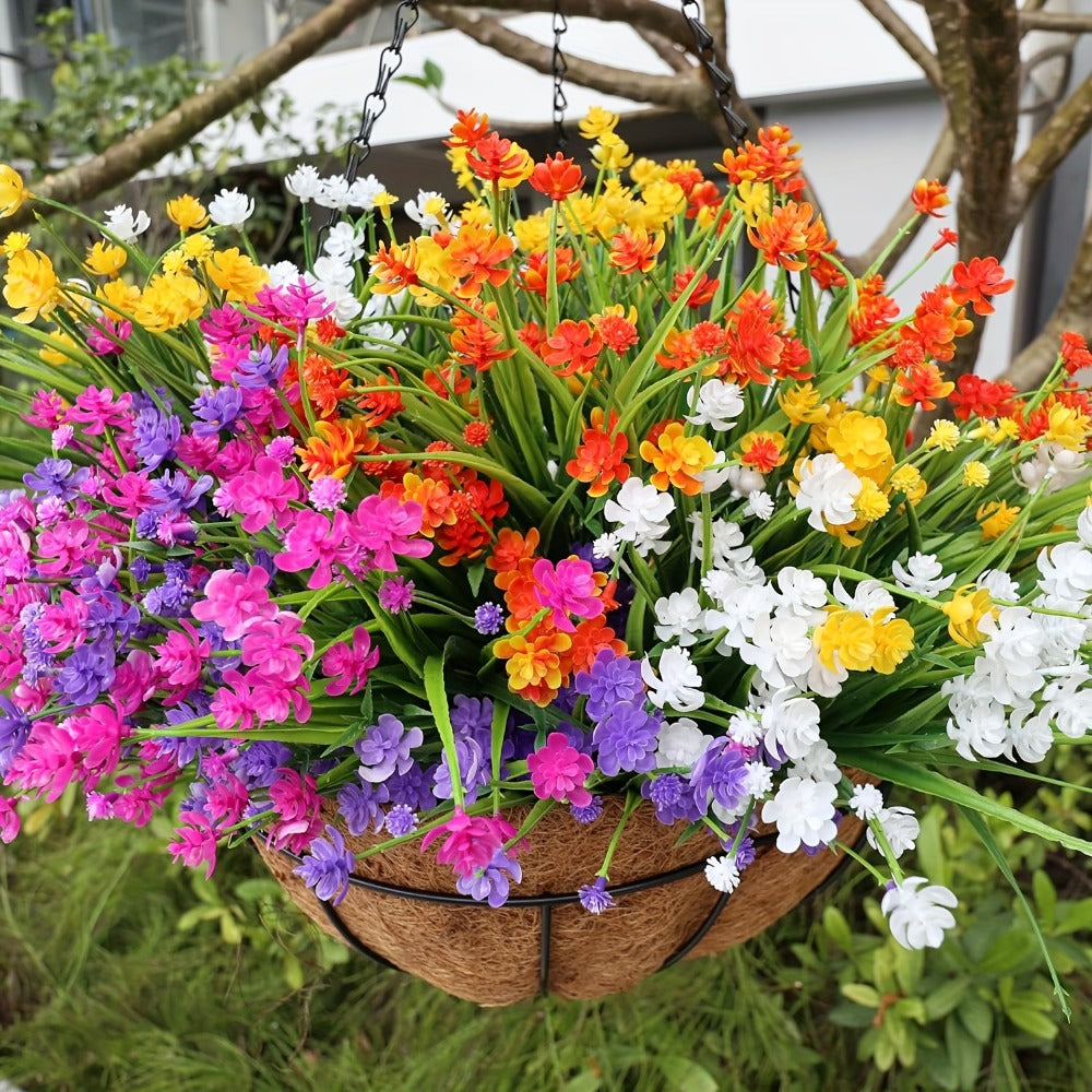 Artificial Flowers Outdoor UV Resistant 40 Bundles Fake Flowers for Home Garden Decor, Faux Floral Greenery Shrubs Plants for Party Table DIY Decoration Mix Colors