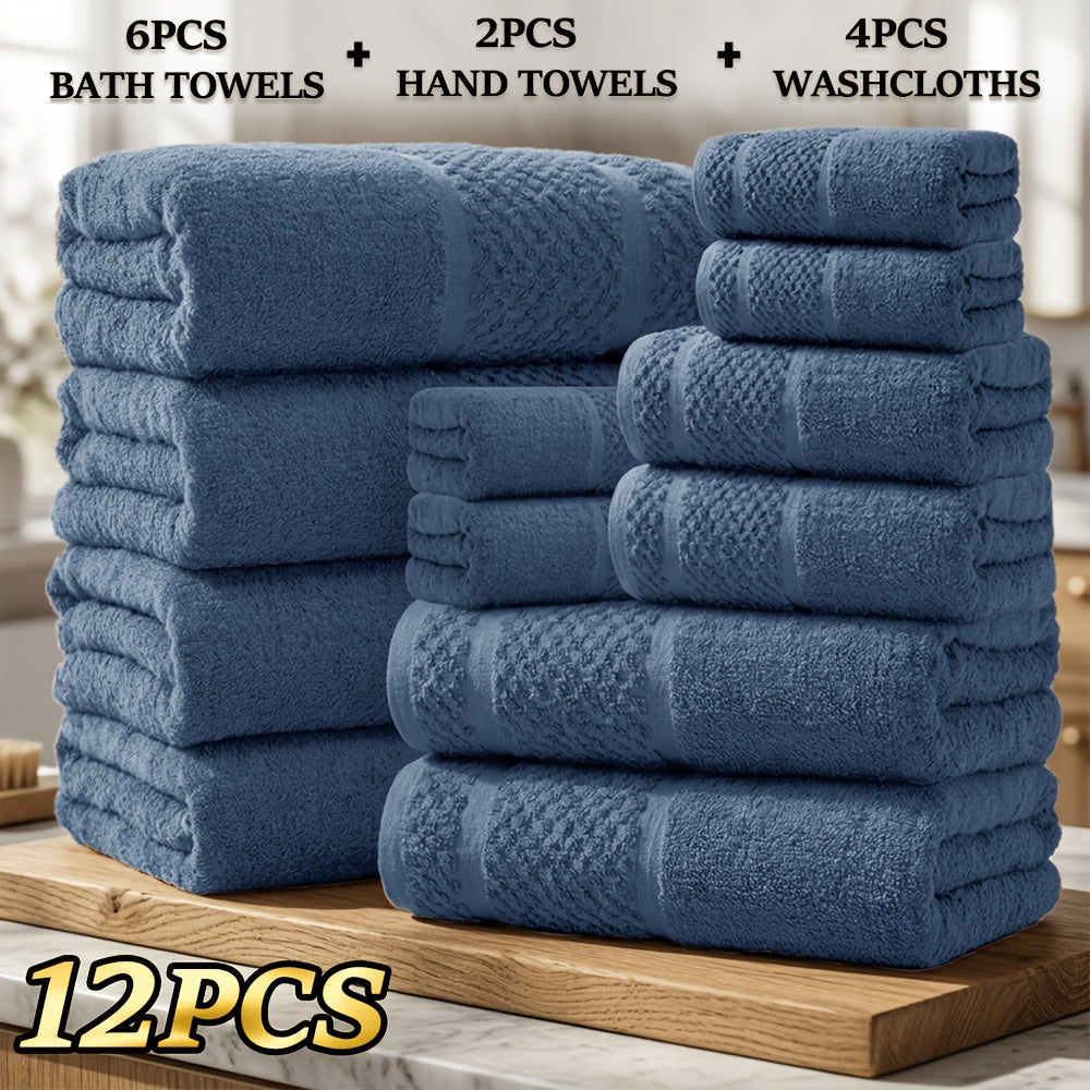 Bath Towel Set 450GSM Soft Absorbent - 12 16 18 Piece Cotton Blended Solid Color Bathroom Towels Set for Bath Hand Face | Hotel Spa Quality | Travel Shower Home | Multiple Colors & Sizes Available