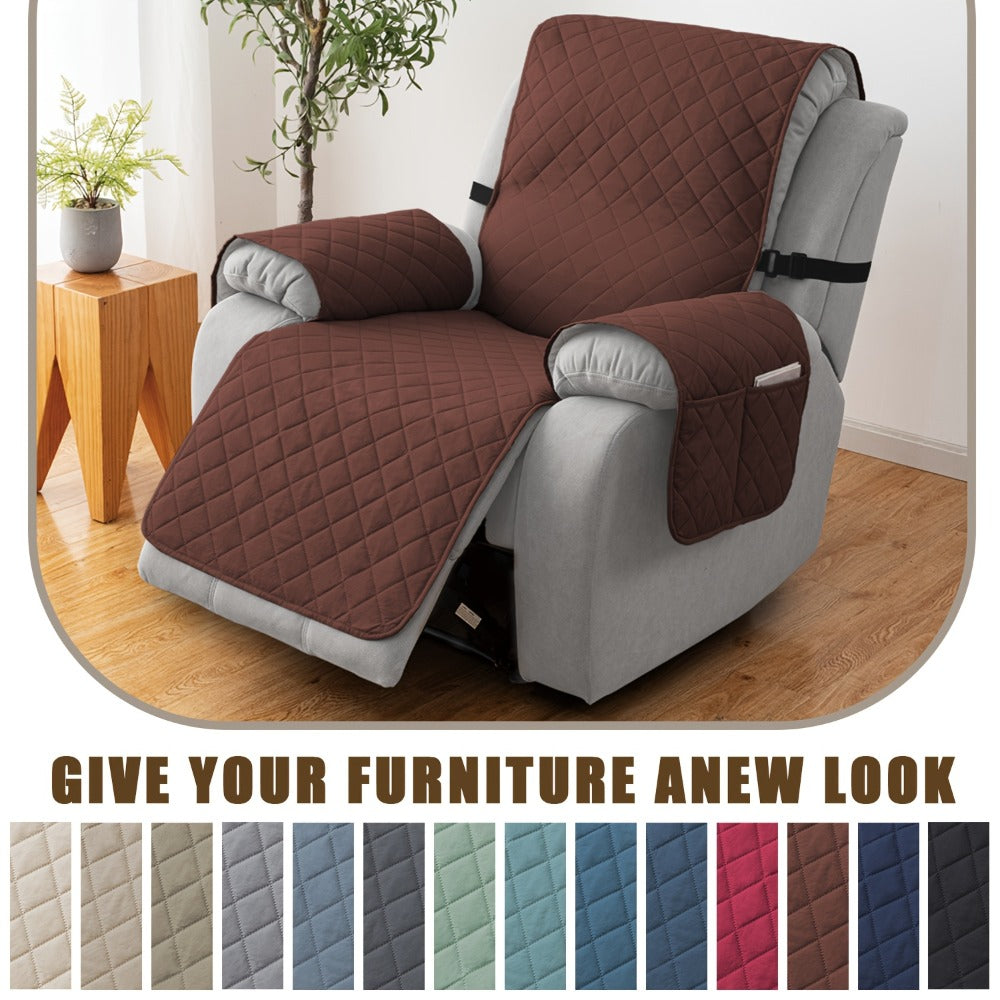 Chenille Knit Recliner Chair Cover Non-Slip Elastic Straps Drawstring Closure Pet Furniture Protector for Large Recliner 8 Colors