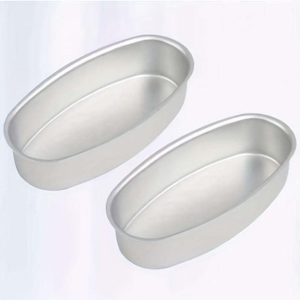 Nonstick Oval Cheese Bread Pan Set of 2, Aluminum Baking Pan for Bread, Cake and Meat, Oven Safe Loaf Mold for Home and Bakery, Cheesecake Baking Mold