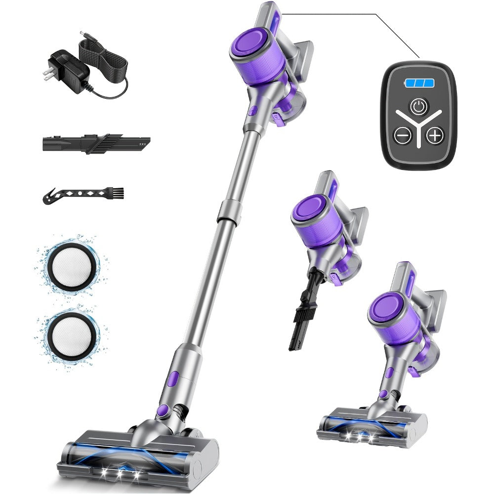 Stick Vacuum Cleaner 70Kpa MAX Suction Cordless & Corded 8-in-1 Handheld Vacuum for Hard Floors, Carpets & Pet Hair - Lightweight with Detachable Battery, LED Display, Up to 45 Min Runtime, Multiple Colors