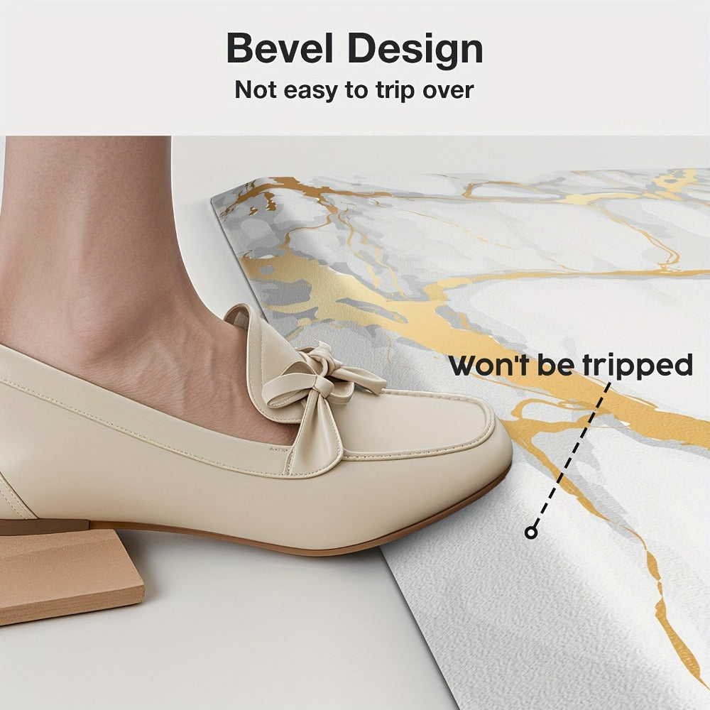 Anti Fatigue Kitchen Mat Non-Slip Cushioned Floor Rug for Standing Desk Sink Office - Marble Pattern