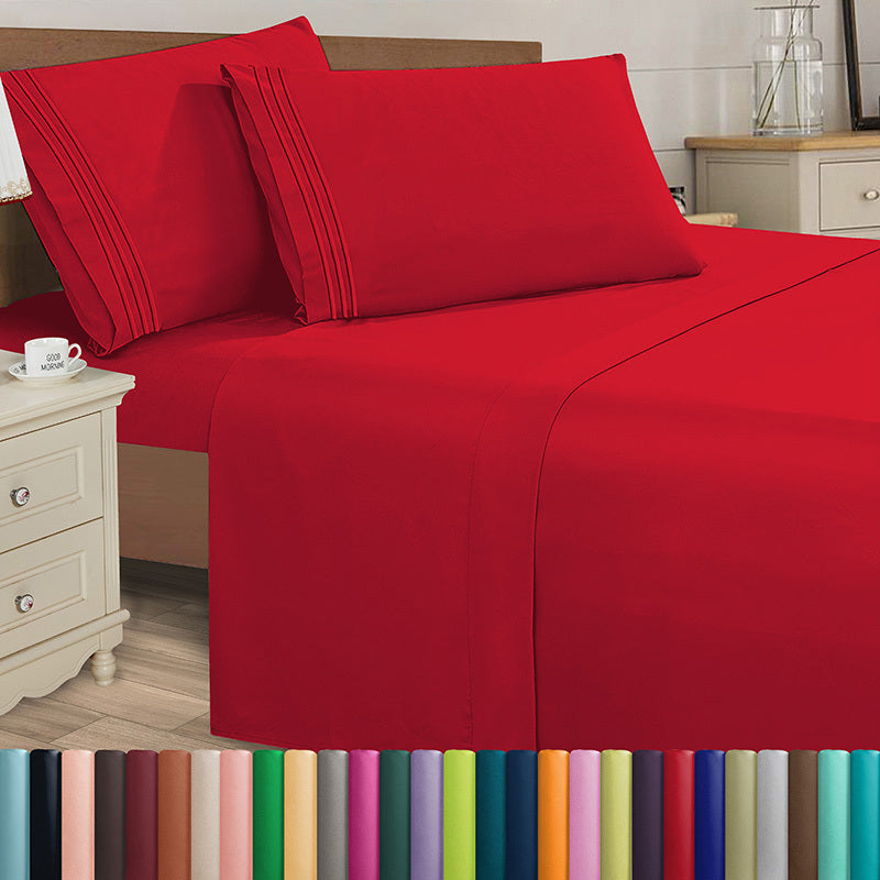 Microfiber Bed Sheet Set 4-Piece Deep Pocket Cooling Sheets Twin Full Queen King Cal King Split King ¨C Soft Wrinkle Fade Resistant Hotel Quality Bedding