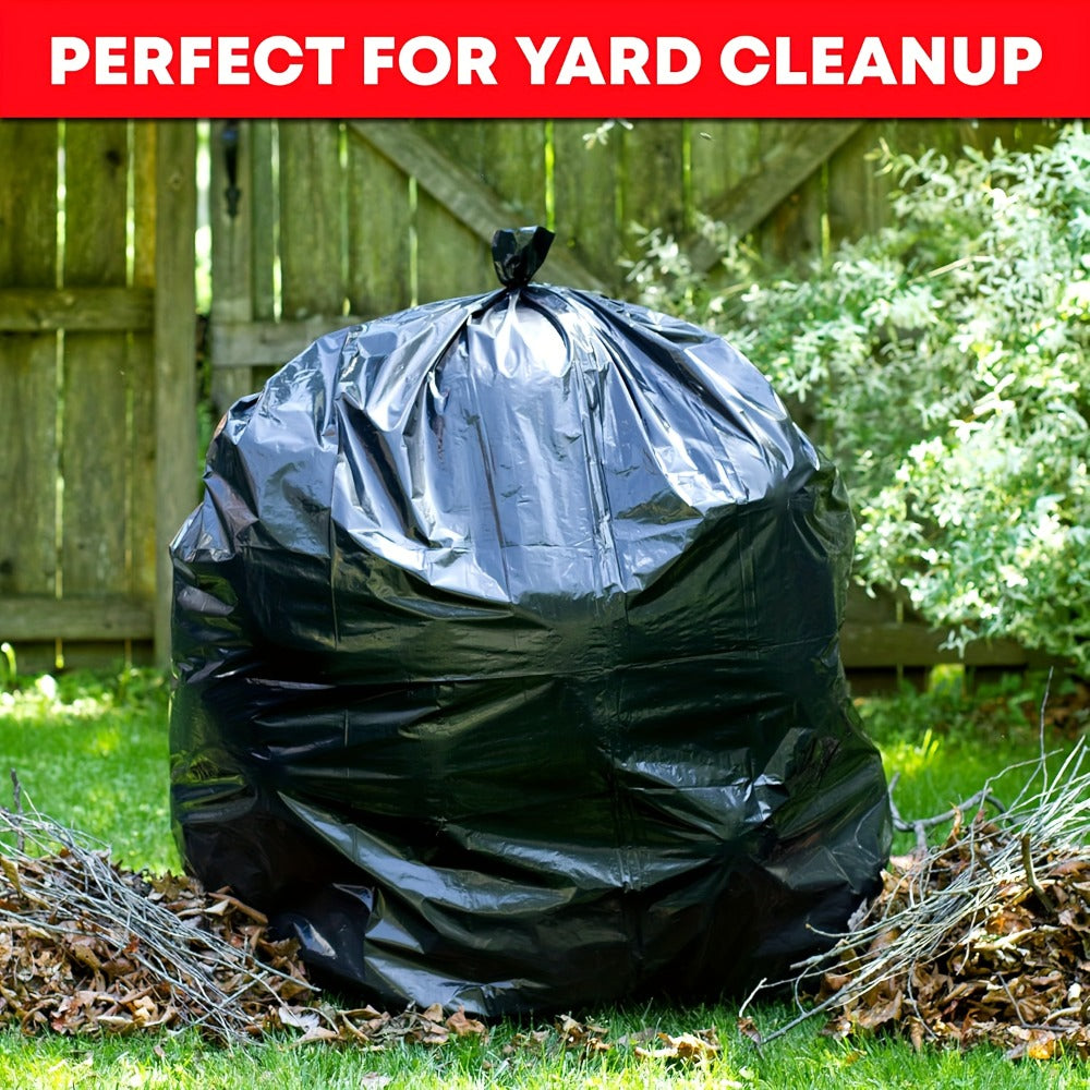 65 Gallon Heavy Duty Trash Bags, Extra Large Black Garbage Bags Tear-Resistant Thickened, 25 & 50 Count for Yard Waste, Outdoor Cleanup, Camping, Lawn & Leaf Bags ¨C Supports Up to 8kg