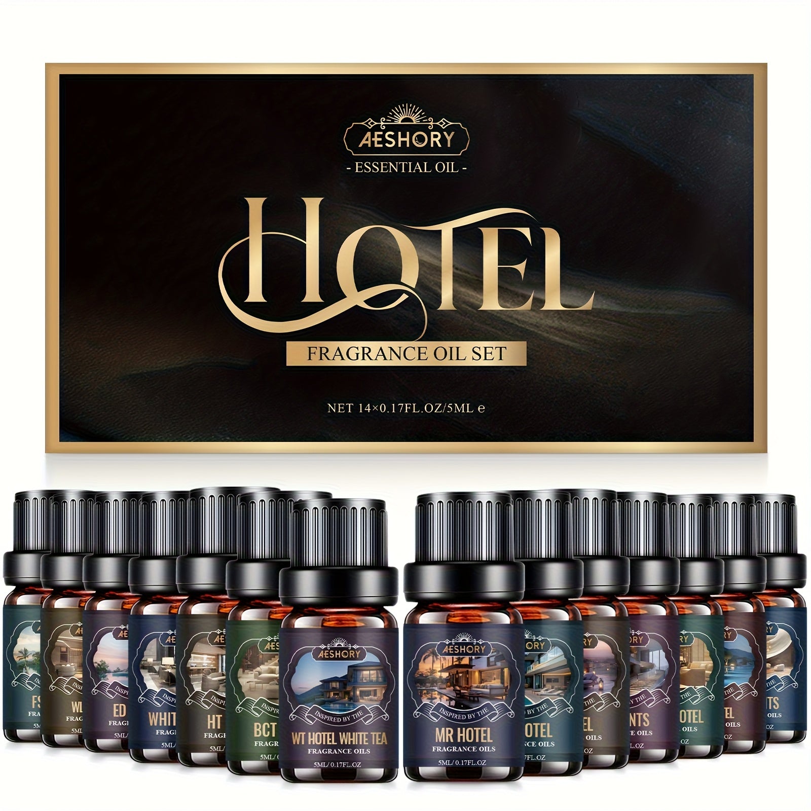 Essential Oil Diffuser Gift Set 14 Pcs ¨C Luxury Fragrance Oils for Diffuser, Candle Making & Aromatherapy | Hotel Collection Scents
