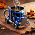Semi Truck Coffee Mug Handmade Semi-Truck Shaped Cup ¨C Creative Novelty Coffee Tea Mug, Unique Trucker Gift for Men, Truck Drivers & Coffee Lovers ¨C Blue & Black