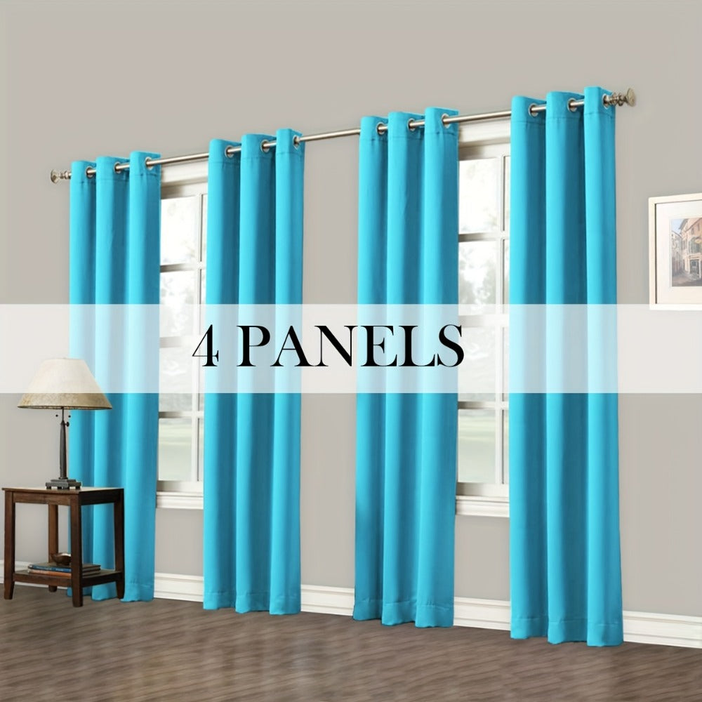 Blackout Curtains Grommet Top Room Darkening Window Drapes 4 Panels Set Living Room Bedroom