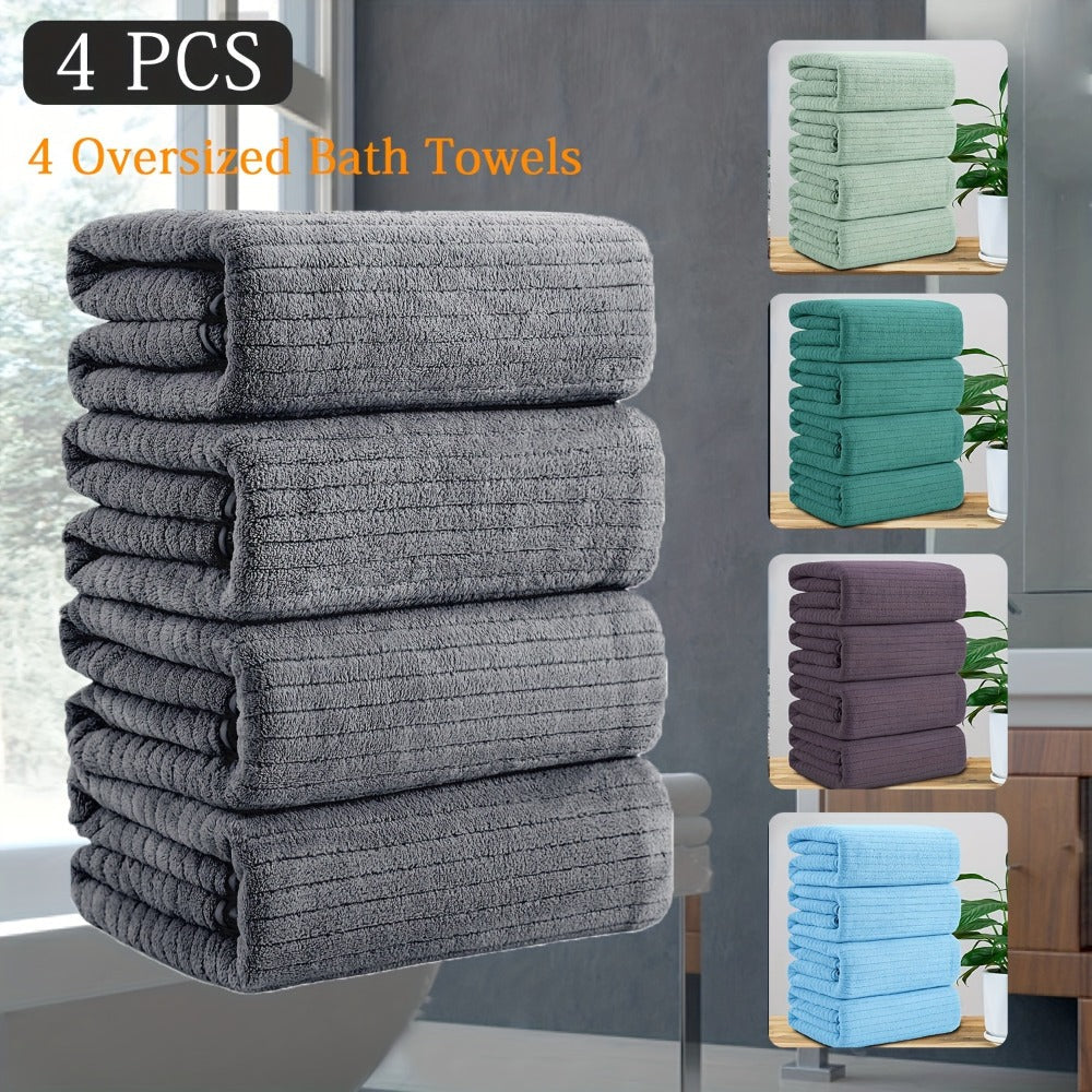 Bath Towels Set 4 Pack 35x70 Inch Oversized Extra Large - Microfiber Super Absorbent Quick Dry XL Bath Sheet Soft Bathroom Towels | 13 Colors | Family Hotel Spa Shower Towel Set Coastal Style