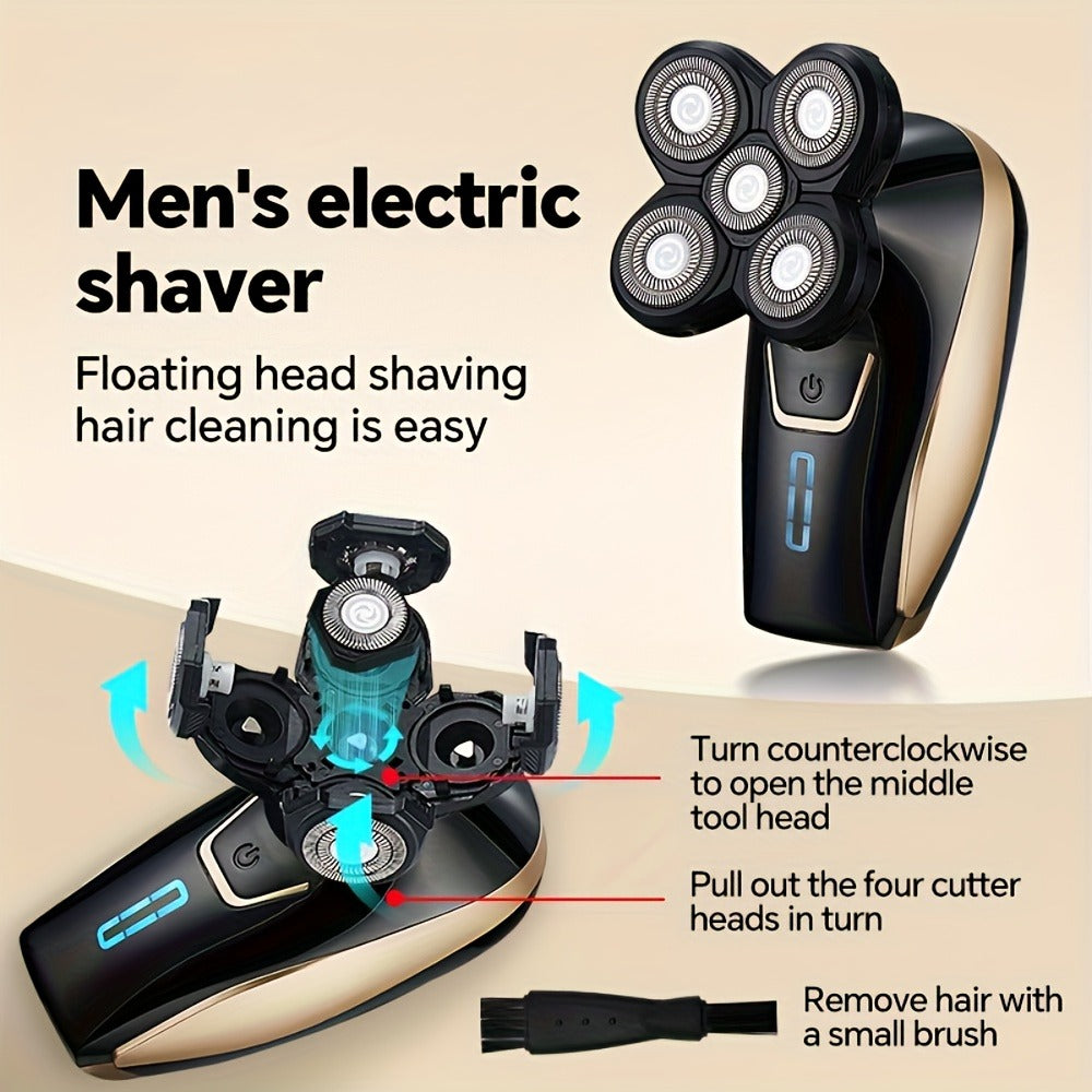 Bald Head Shaver for Men - Rechargeable Electric Razor for Bald Head & Beard Grooming, Multi-Functional Sensitive Skin Shaving Tool, Portable Professional Electric Shaver for Home & Travel Use
