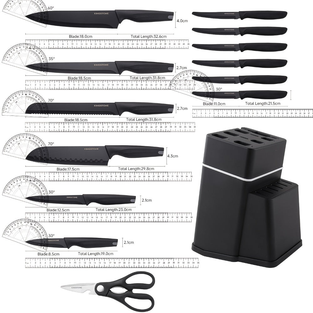 Kitchen Knife Set 15 Piece with Block & Scissors ¨C Professional Chef Knives High Carbon Stainless Steel, Ultra-Sharp Blade, Ergonomic Handle, Home & Restaurant Use, Ideal Holiday Gift