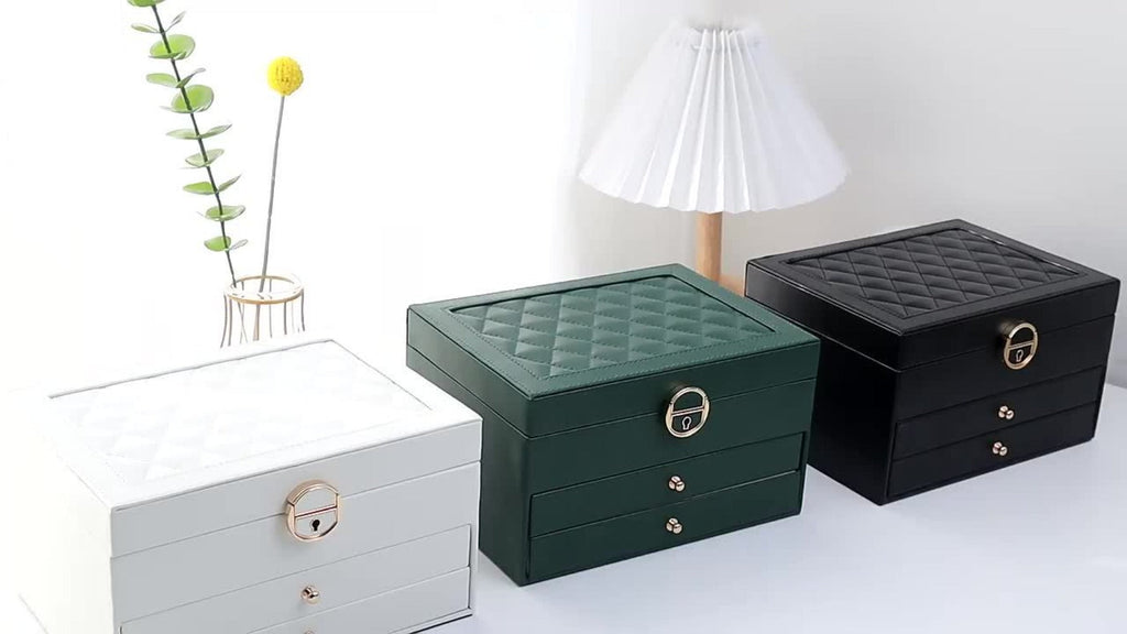 Jewelry Box Large Capacity Vintage Gold Organizer for Necklaces Earrings Bracelets Rings Studs Gift for Women Mom Christmas Holiday