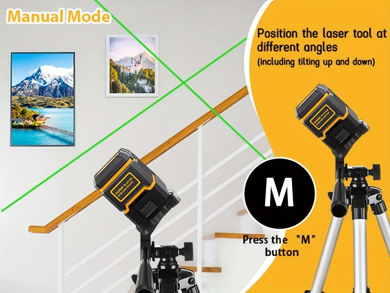 Green Laser Level Self-Leveling with Tripod ¨C Horizontal & Vertical Cross Line Laser for Construction, Tiling, Home Renovation & Interior Decoration