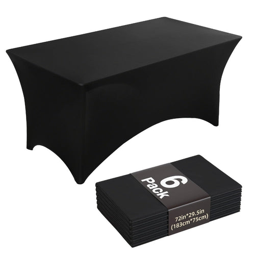 6 Pack Spandex Table Covers for 6ft Rectangular Tables ¨C Fitted Stretch Tablecloths Wrinkle Resistant Washable Reusable for Wedding Party Banquet