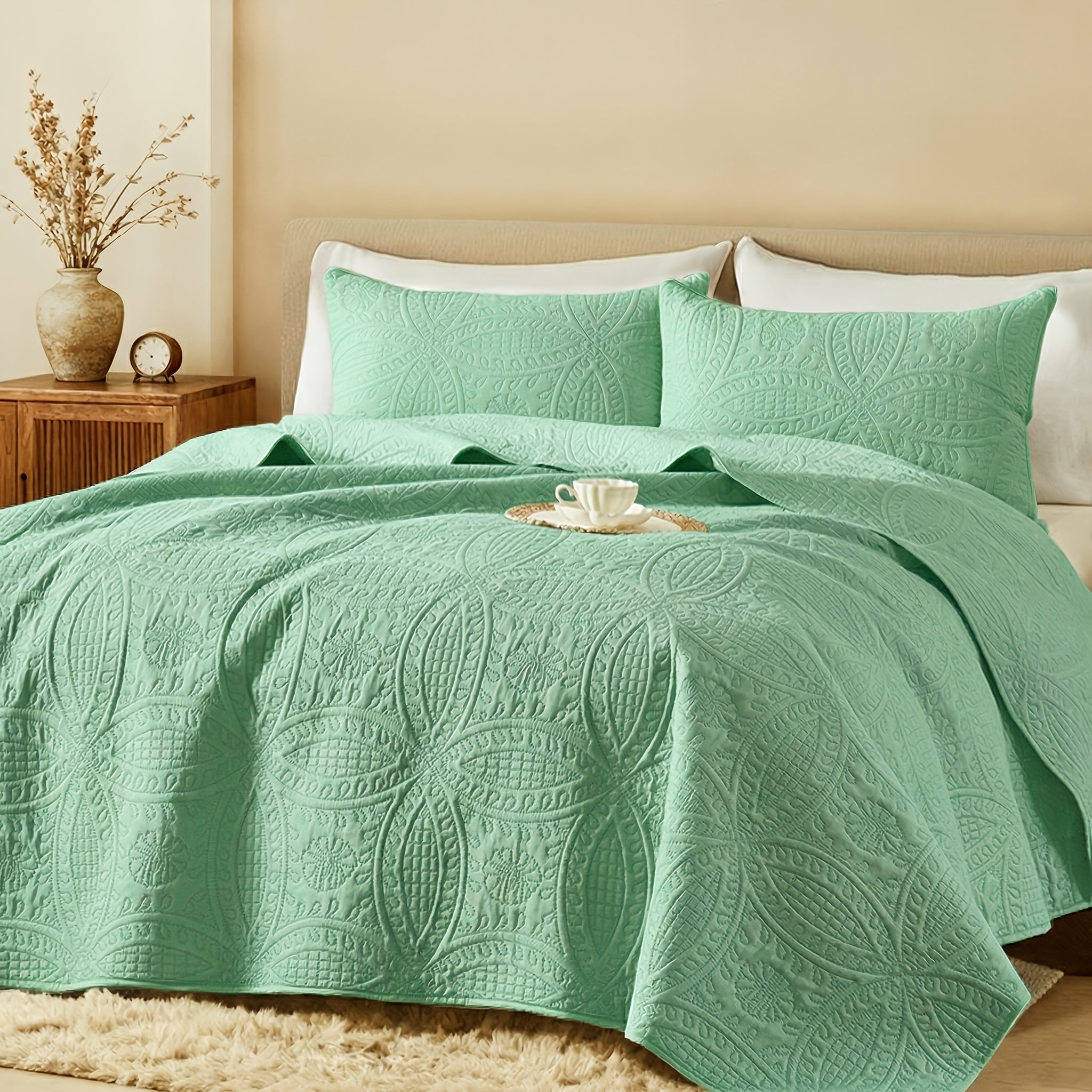 Quilt Coverlet Set 2-3 Piece Lightweight Microfiber Bedspread Coin Pattern Soft Skin-Friendly Anti-Allergy Machine Washable Twin Full Queen King