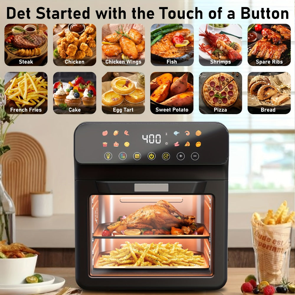 Air Fryer Convection Oven 12QT ¨C 12-in-1 Multi-Function, Touchscreen, Visible Window, Oil-Free Non-Stick Basket, One-Touch Operation, Baking, Roasting, Dehydrating & Fast Cooking