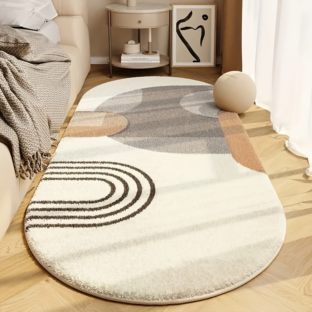 Oval Area Rug Soft Imitation Cashmere Non-Slip Washable Floor Mat for Living Room Bedroom Dining Room Home Office Boho Home Decor Accent Rug Multiple Sizes