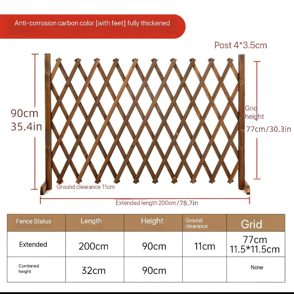 Expandable Wooden Pet Gate Fence Freestanding Retractable Indoor Outdoor Safety Barrier for Dogs Cats - Dark Style Thickened Wood Yard Garden Play Area Divider 27.56 Inch and 35.43 Inch Height Options