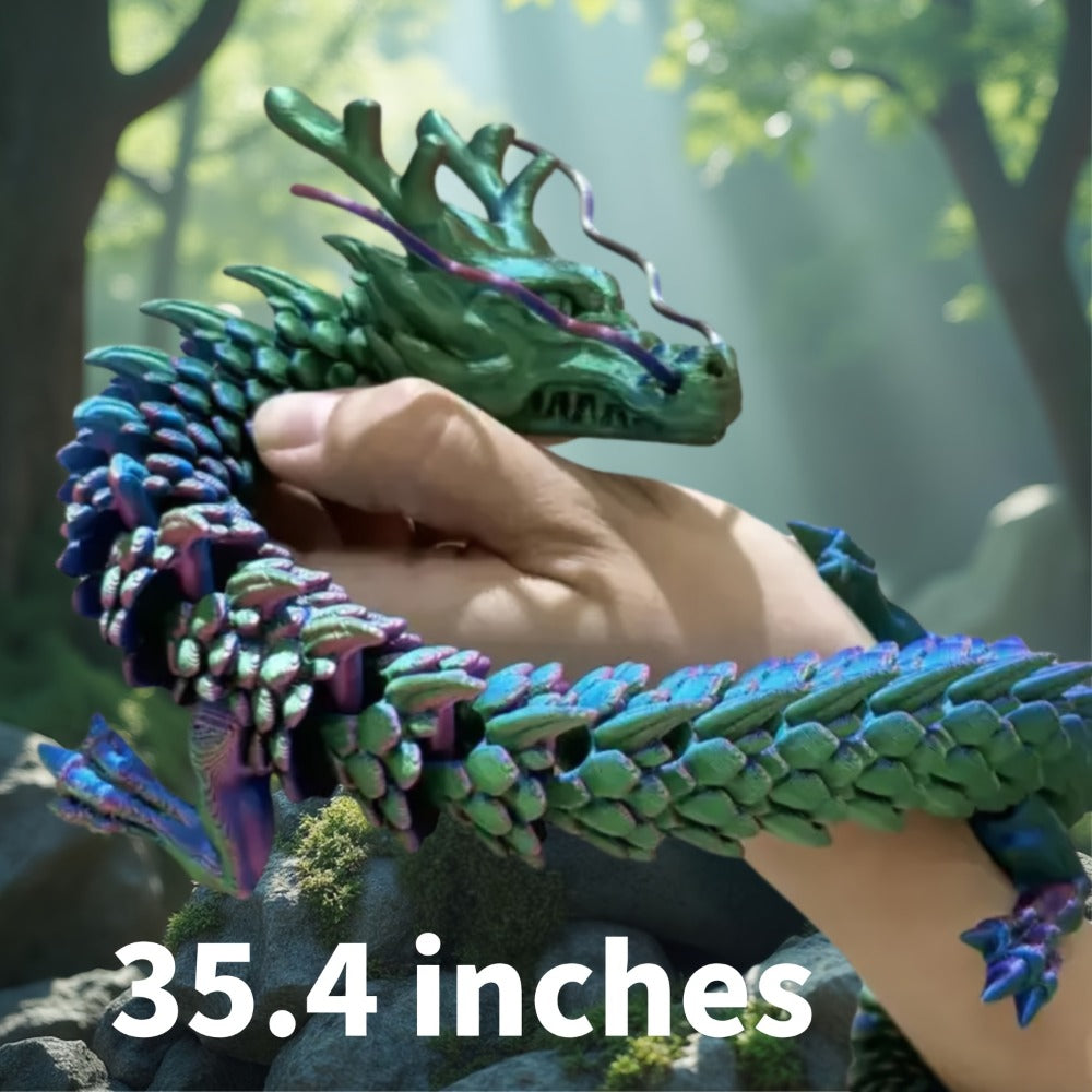 3D Printed Articulated Dragon Figurine 35.4¡± Giant Poseable Chinese Dragon Collectible Sculpture | Flexible Joints Fantasy Desk Decor for Home Office Car | Unique Gift for Dragon Collectors Mom Dad
