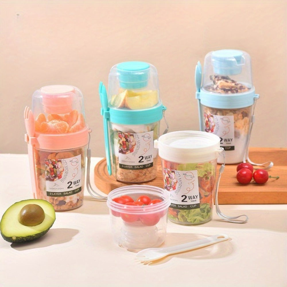 Yogurt Parfait Cups with Leakproof Lids and Spoons 4-Pack 27oz Large Microwave Safe Stackable Breakfast Containers Separate Toppings Compartment BPA-Free for Overnight Oats Cereal Meal Prep Home Office Travel