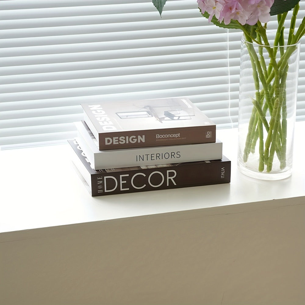 Decorative Fake Books Set of 3 ¨C Nordic Style Stackable Faux Book Decor for Living Room Bookshelf, Coffee Table & Shelf Styling, Maintenance-Free Paper Dummy Books Home Decor Accent