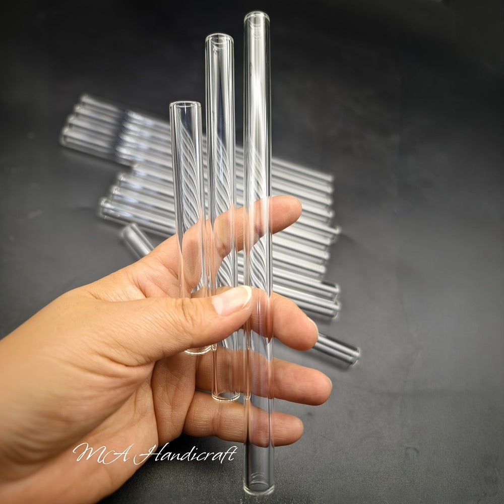 Borosilicate Glass Straws 10pcs Reusable Clear 12mm Wide, Heat Resistant 150¡ãC Dishwasher Safe, Glass Drinking Straws for Hot Cold Drinks Coffee Tea Smoothies Juice, 3 Sizes Available