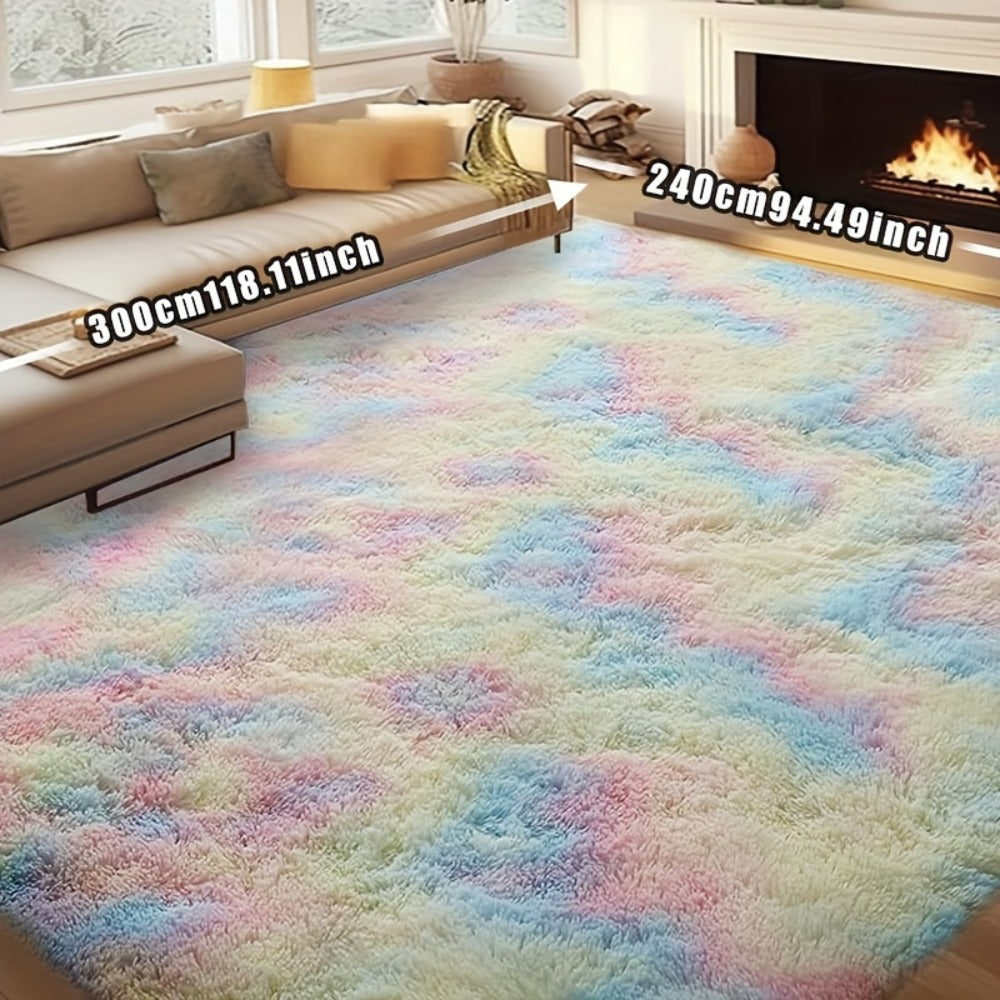 Fluffy Rug Plush Soft Indoor Carpet Non-Slip for Living Room Bedroom Hallway Runner Nursery Kids Play Area ¡ª Tie Dye & Solid Colors Multiple Sizes
