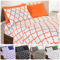 Bed Sheet Set 6-Piece Geometric Trellis, Ultra Soft Microfiber Sheets with 16-Inch Deep Pocket Fitted Sheet, Fade & Wrinkle Resistant, Machine Washable Hotel Quality Bedding for Twin Full Queen King