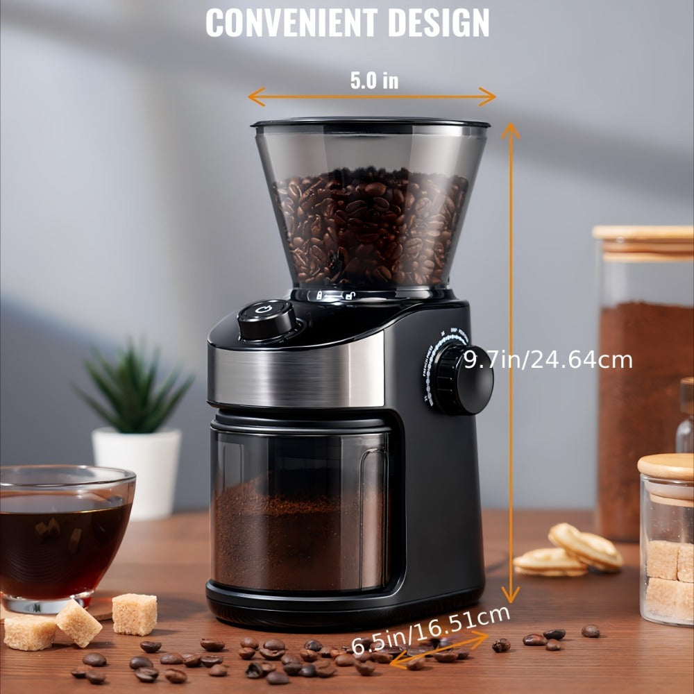 Burr Coffee Grinder Electric Automatic | 25 Precise Grind Settings | 40-Second Digital Timer | Adjustable Burr Mill | Consistent Grind for Espresso Drip French Press | Black Coffee Grinder