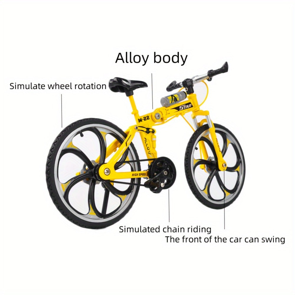 Diecast Mountain Bike Model 1:8 Scale Alloy Foldable Miniature Bicycle Figurine for Home Office Desk Decor, Collector Gift, Christmas Birthday Present, 3 Colors Available