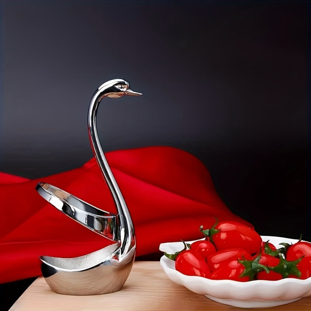 Swan Shaped Cutlery Rack Stainless Steel | Elegant Decorative Plate Holder Stand | Creative Metal Tableware Display for Party Wedding Dining Table Home Kitchen Decor