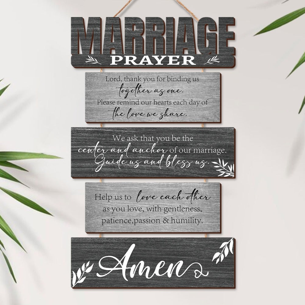 Wall Decor Sign Vintage Prayer Plaque for Living Room Bedroom Seasonal Holiday Home Decoration Gift for Couple Wife Husband